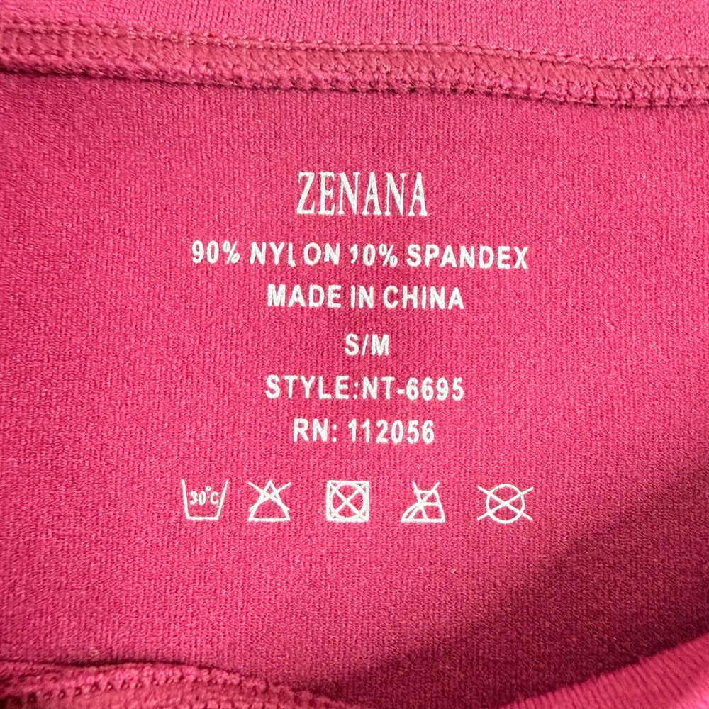 Zenana Magenta Seamless Ribbed Tank Top S/M Dark Pink Crew Neck Sleeveless - Picture 3 of 6